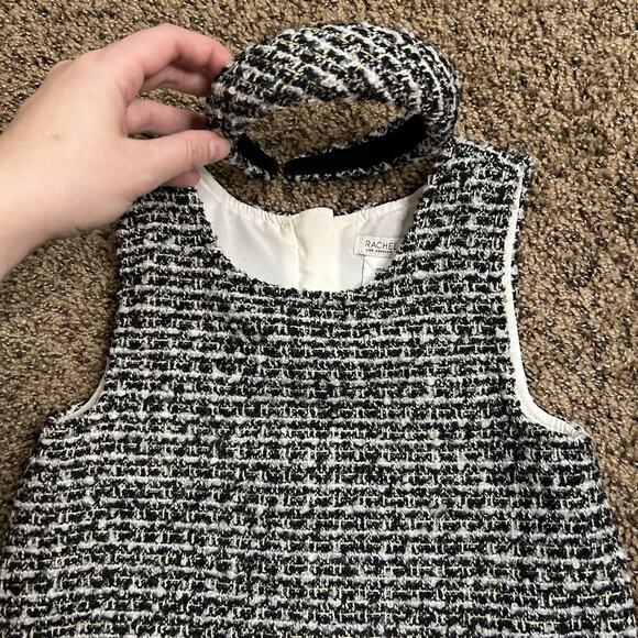 Rachel Zoe Size 6 Shift Metallic Black/White/Gold Tweed Holiday Dress& Headband - Picture 5 of 13